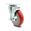 Service Caster 5 Inch Red Polyurethane Wheel Swivel Top Plate Caster with Brake SCC SCC-20S514-PPUB-RED-TLB